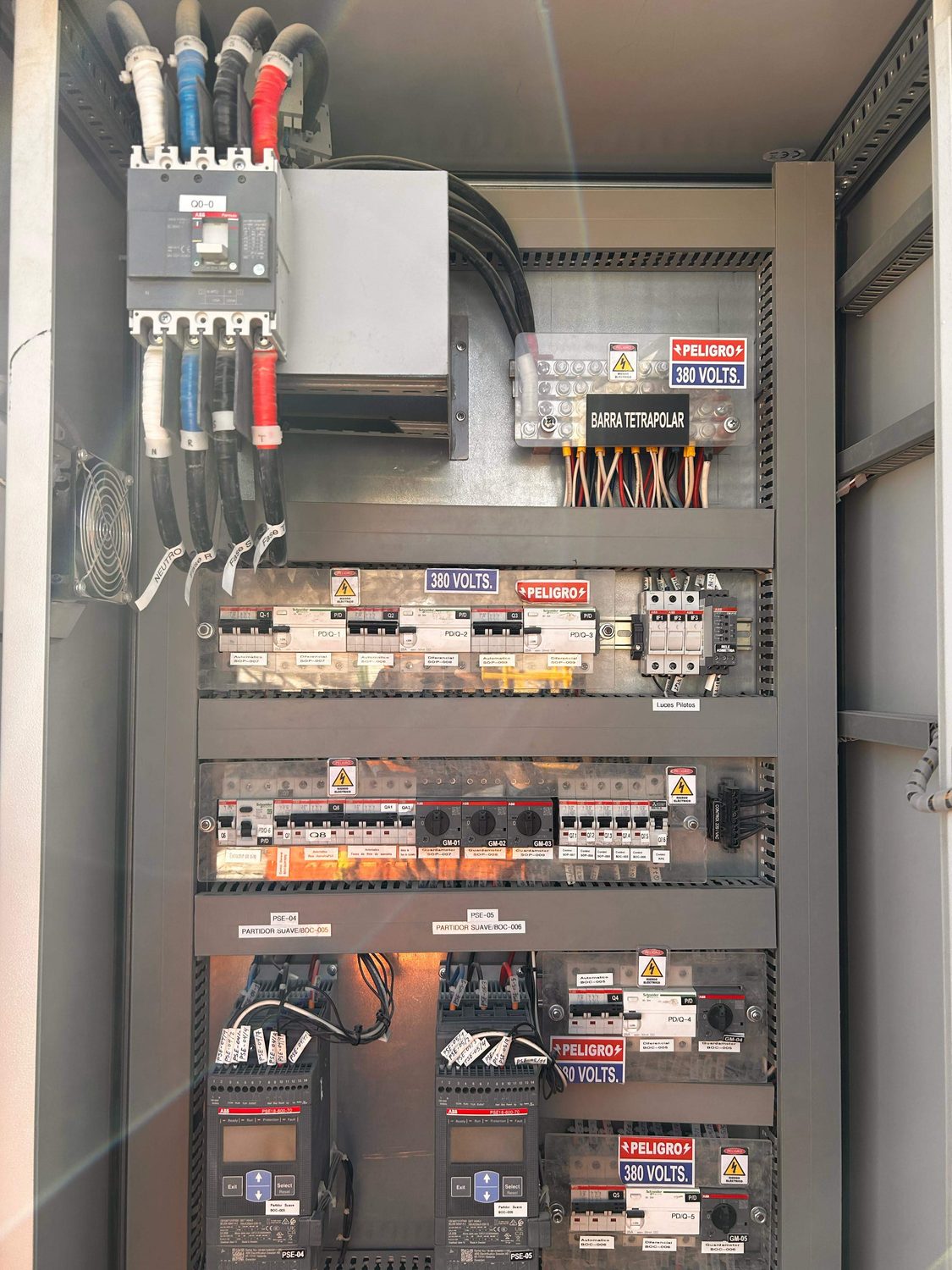 Tablero de fuerza ABB con partidores suaves